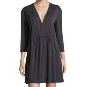 Women's L Charcoal deep V neck tunic dress